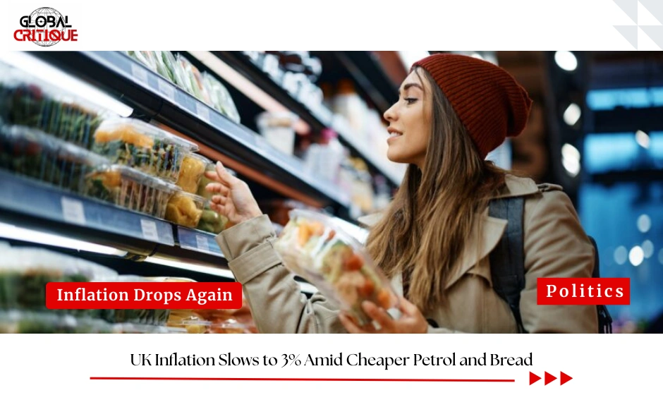 UK Inflation Slows to 3% Amid Cheaper Petrol and Bread