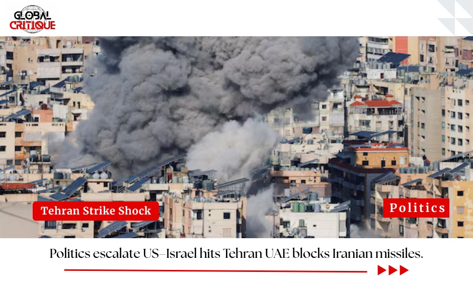 Politics escalate: US–Israel hits Tehran UAE blocks Iranian missiles.