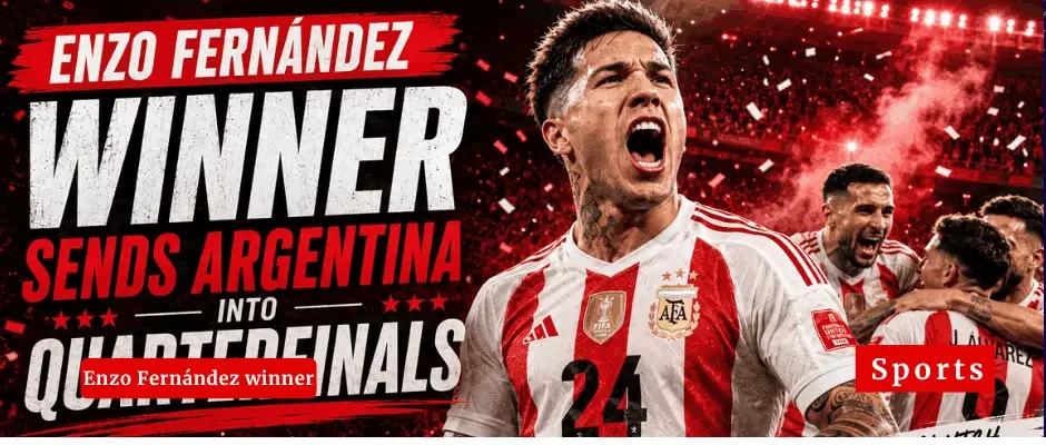 Enzo Fernández winner after scoring Argentina’s late winning goal against Egypt to secure a World Cup quarterfinal place