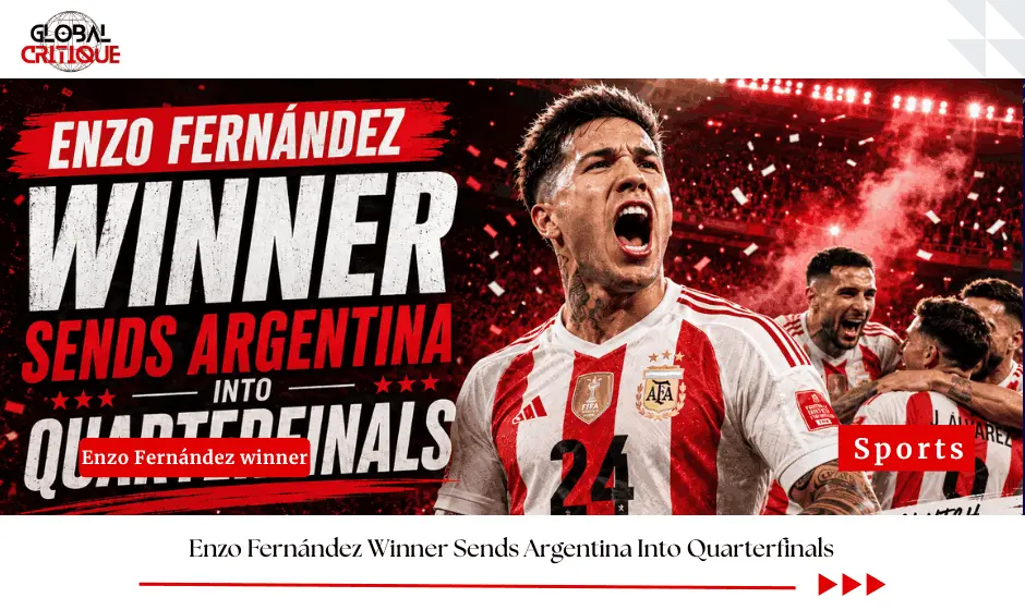 Enzo Fernández winner after scoring Argentina’s late winning goal against Egypt to secure a World Cup quarterfinal place